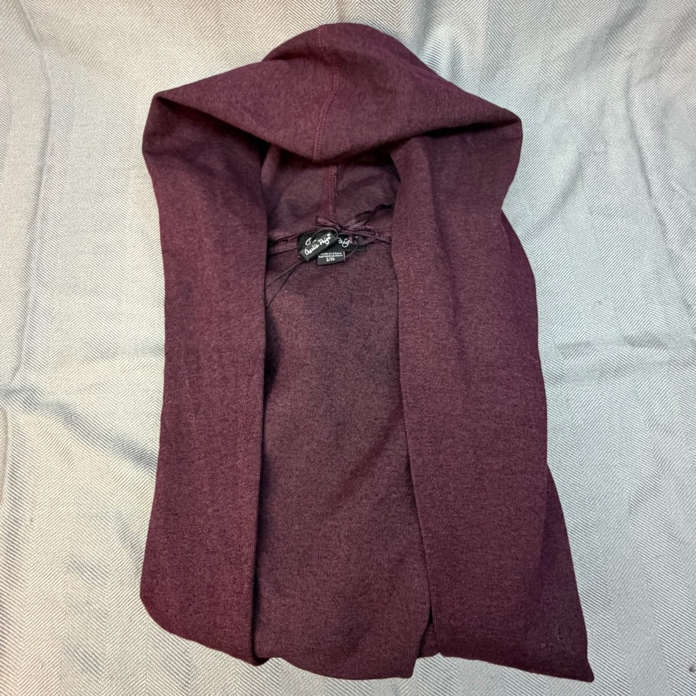 Charlie Paige new women’s sleeveless cardigan hooded size L/XL wine/burgundy